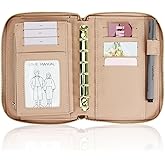 A7 Leather Budget Binder Cash Envelopes System Wallet Budget Planner PU Leather Cover Notebook with Zipper 6 Rings Refillable Money Wallet Organizer for Cash Budgeting and Saving (Skin Color)