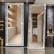 お値下げ‼︎ アメリカ製大きい　かべ掛けミラー Amazon.com: Hasipu LED Door Mirror Full Length, 44.1