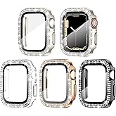 Goton 4-Pack Bling Case for Apple Watch Screen Protector 45mm Series 9/8/7, Women Glitter Diamond Rhinestone Protector for iWatch Cover Accessories 45 mm