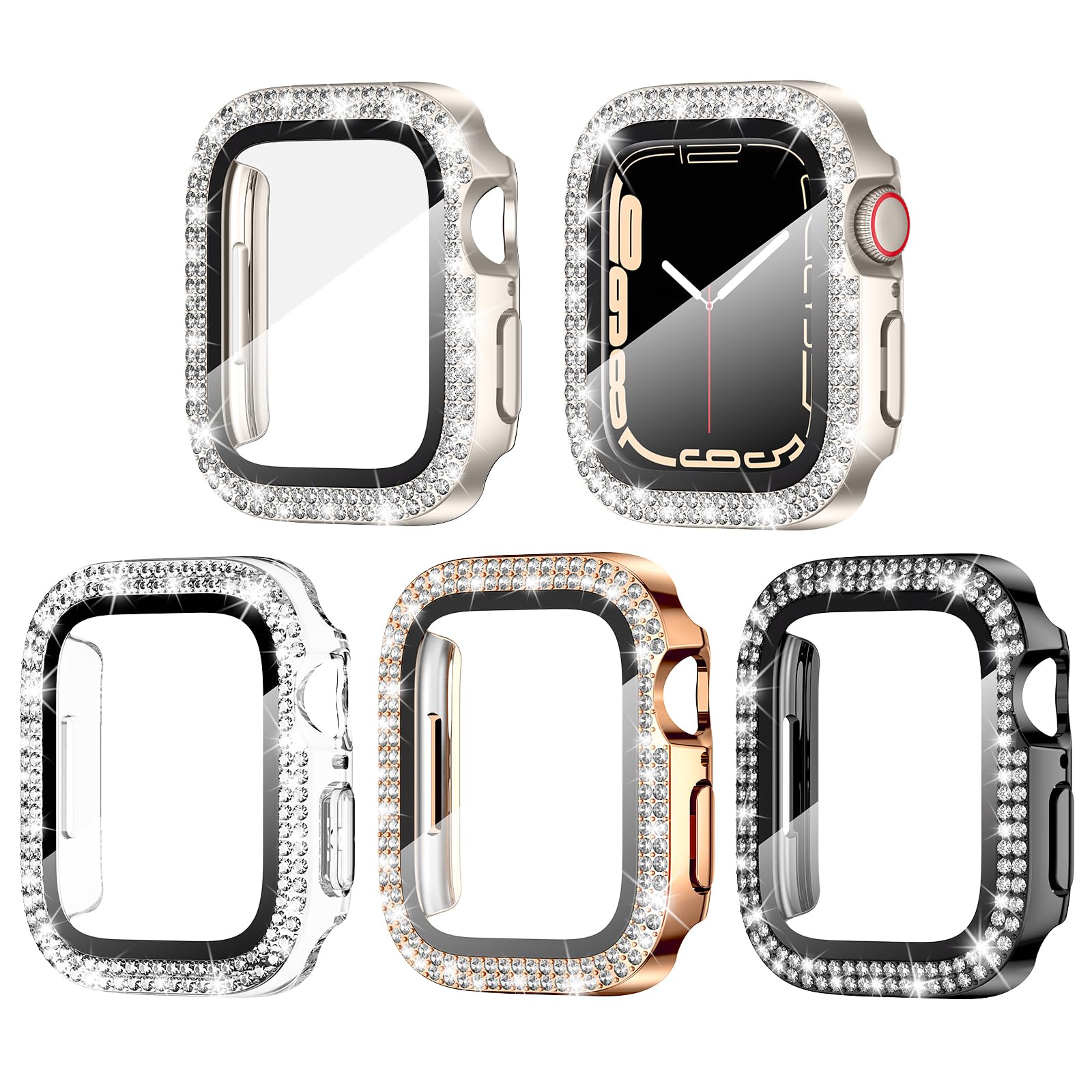 Photo 1 of Goton 4-Pack Bling Case for Apple Watch Screen Protector 40mm Series 6/5/4, SE 3/2/1, Women Glitter Diamond Rhinestone Protector for iWatch Cover Accessories 40 mm