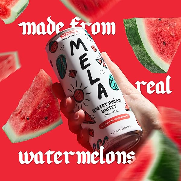 MELA WATERMELON WATER – WATERMELON JUICE, 100 PERCENT NATURAL FRUIT JUICE WITH VITAMIN C, ELECTROLYTES, ANTIOXIDANTS – COCONUT WATER ALTERNATIVE, GLUTEN-FREE (VARIETY, 11.15 FL OZ, 12-PACK)