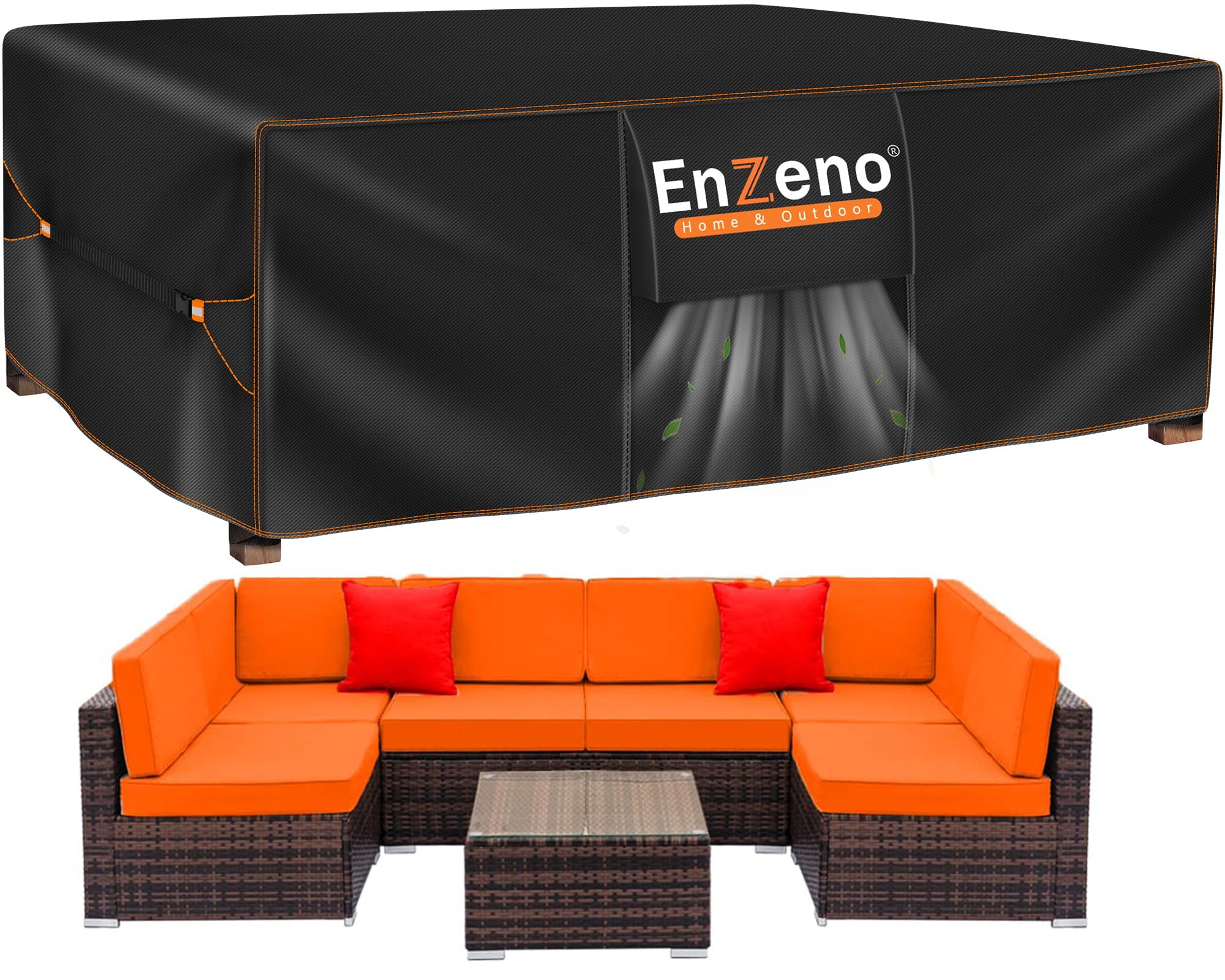 Enzeno Large Garden Furniture Cover,300x250x100cm Outdoor Garden Furniture Set Covers Waterproof,420D Heavy Duty Patio Furniture Covers for Outside,Windproof,&Anti-UV for Chair and Table Rattan Sofa
