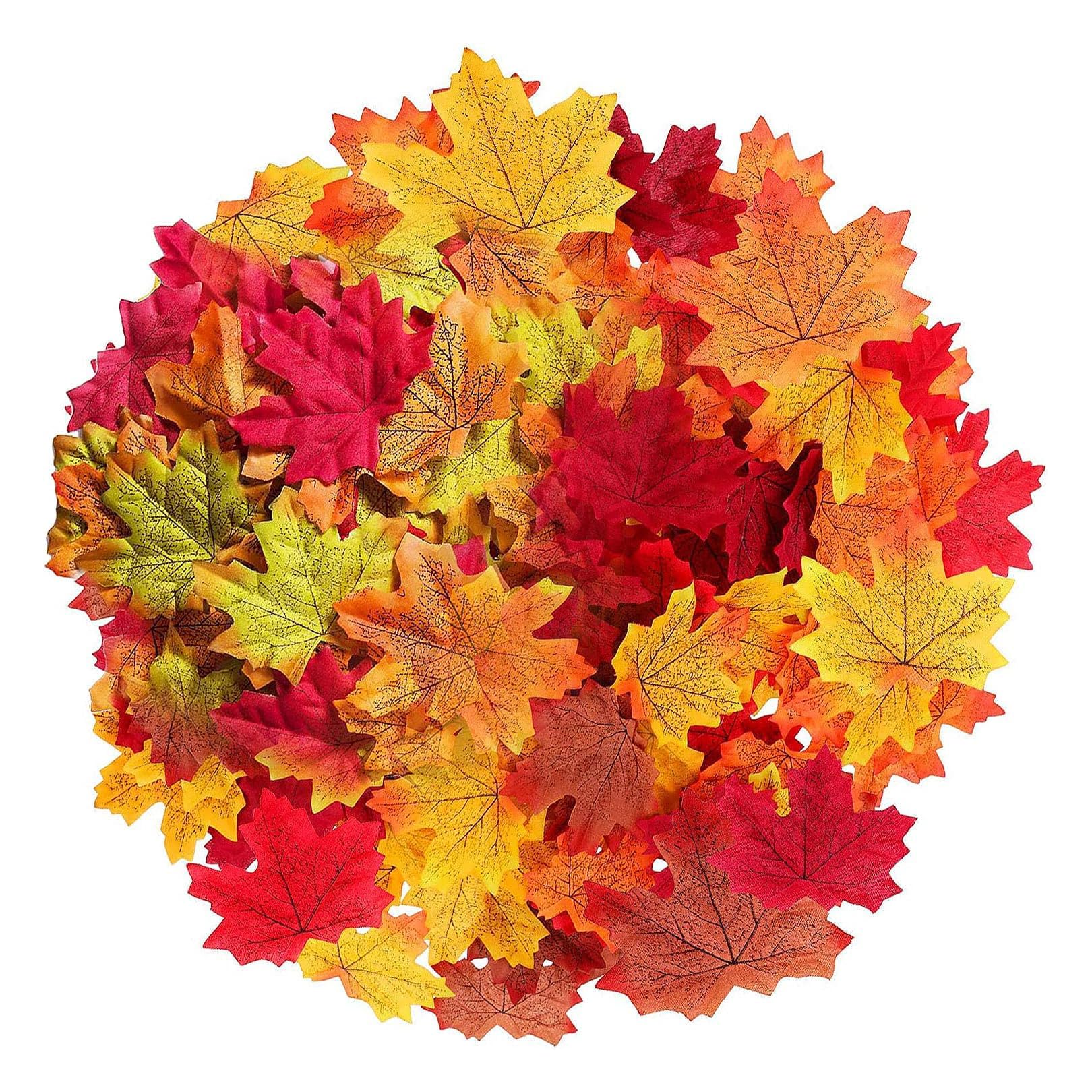 Autumn Leaves,300 Pcs Artificial Autumn Maple Leaves - Mixed 6 Fall Colored Leaf Autumn Table Scatters for Weddings, Autumn Parties,Autumn Decorations,Art Scrapbooking,Thanksgiving Day Halloween