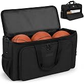 Fitdom Basketball Team Travel Coach Bag, Holds 6 Full-Size Balls &amp; Gear | Large capacity with multiple pockets, Heavy-duty zippers, Padded shoulder strap &amp; ID sleeve, Coach's game day hub
