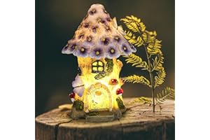 brableewear Fairy Garden House Mushroom House Solar Lights Garden Gnomes Decor for Outside Garden Decorative Lights for Home Outdoor Patio Lawn