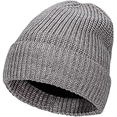 M/L/XL/XXL Merino Wool Beanie for Men & Women, Oversize Fleece Lined Warm Winter Double Layered Stylish Knit Cuffed Ski Hat