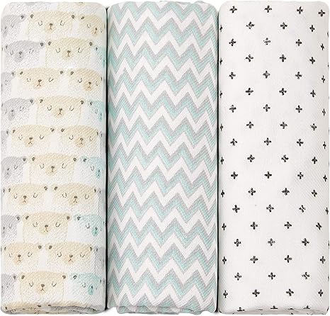 Cueiro Flanelado Papi Baby Estampado 80Cm X 80Cm 03 Un, Papi Textil, Verde