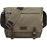 Large Vintage Canvas Messenger Shoulder Bag Travel Crossbody Purse Briefcase Business Bag for 15inch Laptop
