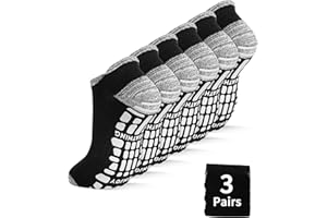 SkiBeaut Pilates Grips Men Women Socks,3 Pairs Unisex Yoga Non Slip Grips Cushion Sticky Barre Hospital Socks for Man Woman
