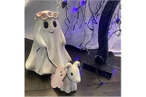 Tiomion Ghost Walking Dog Statue,2024 Halloween Ghost Walking Dog, Spooky Ghost Dog Halloween Figurine, Halloween Ghost Dog Statues, Cute Halloween Decorations Indoor Outdoor (Girls-15CM)