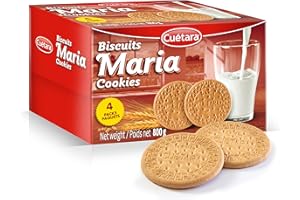 Delicious and Crunchy Maria Biscuits 800g (4 Packs of 200g), Snacks for Kids by Cuetara - Cookies and Snacks Product of Portu