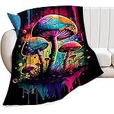 banonaty Mushroom Blanket Graffiti Throw Blankets Funky Mushroom Stuff Gifts for Men Women Boys Girls Adults Fleece Flannel Blanket Plush Bedding for Couch Sofa Bed Room Decor 40"X50"