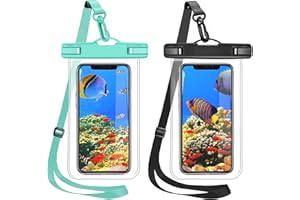 SHANSHUI Waterproof Phone Pouch, Universal Waterproof Phone Case Holder Dry Bag for Travel Fits Almost All Smartphones (Black, Green/ 2 Pcs)