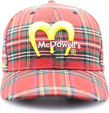 red plaid baseball hat