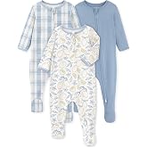 Yoofoss Baby Pajamas 100% Organic Cotton Newborn Sleepers Boy Girl Clothes | Two Way Zipper Footed Pjs for Newborn 0-3 3-6 6-9 12 18 24 Months, 3Pcs Soft Footies, Sleep and Play Baby Essentials