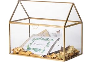 NCYP 26x15x21 cm Small Glass Box for Reception, Wishwell Cards, Keepsake - Indoor Party Tabletop Centerpiece - House Shape Su