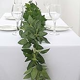 Efavormart 6ft | Real Touch Green Artificial Silk Rose Leaf Table Garland, Flexible Hanging Greenery Vine