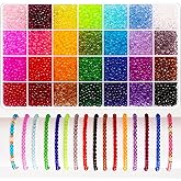 PAXCOO 5320Pcs Crystal Acrylic Beads for Jewelry Making, Round Faceted Bicone Gem Beads in 28 Colors (4 MM)