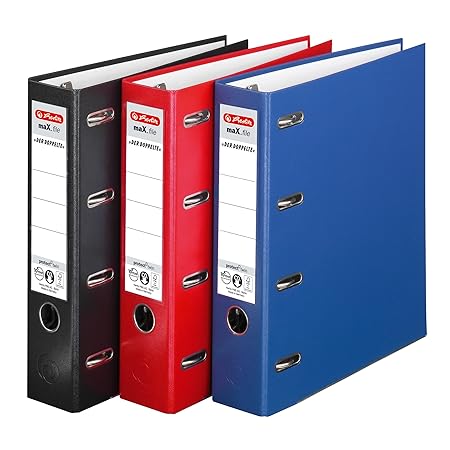 Doppelordner 3er Pack farbig sortiert maX.file protect A4 rot schwarz blau 7cm 2xA5quer Ablage Wechselfenster
