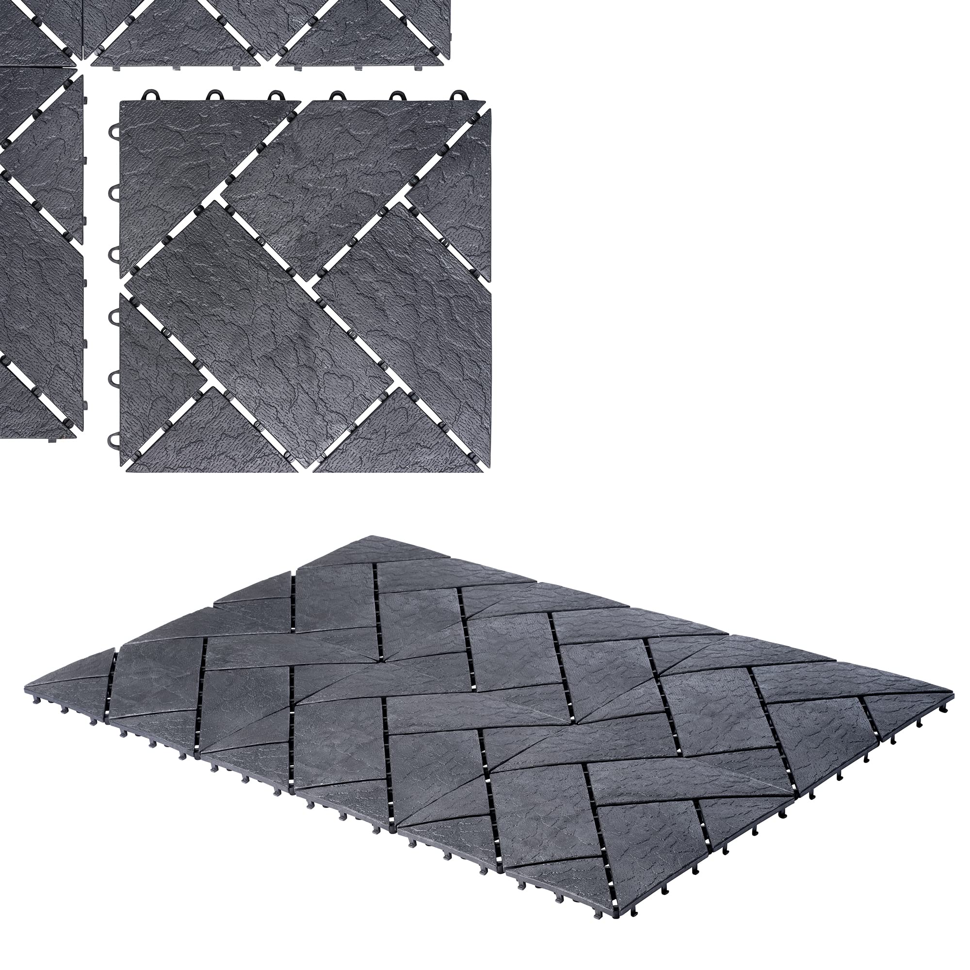 UPP Interlocking Tiles 30 x 30 cm | Quick & Easy to Lay Outdoor Deck Tiles | Neat Flooring for Patio, Pool and Balcony [6 pcs., Slate]
