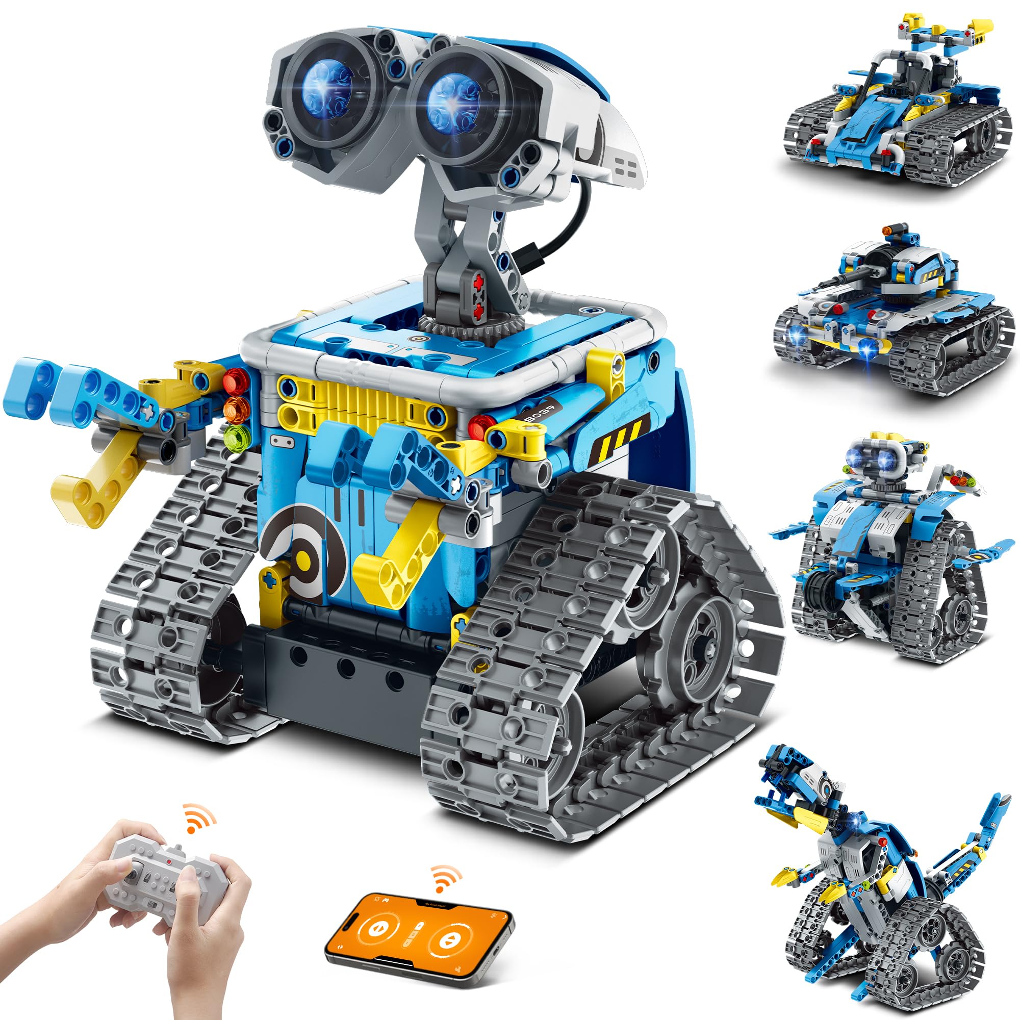 Photo 1 of Mibido Robot Building Kit with Remote Control STEM Gifts for Kids Boys Ages 8-14, Technic Coding Robotic Toys for Teen‘s Birthday, Build 5in1 Models with 488 Pieces