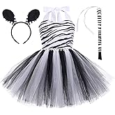Girls Zebra 3pcs with Ears Headband tail Animal Kit Birthday Party Outfits Baby Girl Jungle Themed dress Christmas Zebra 3-4 Years