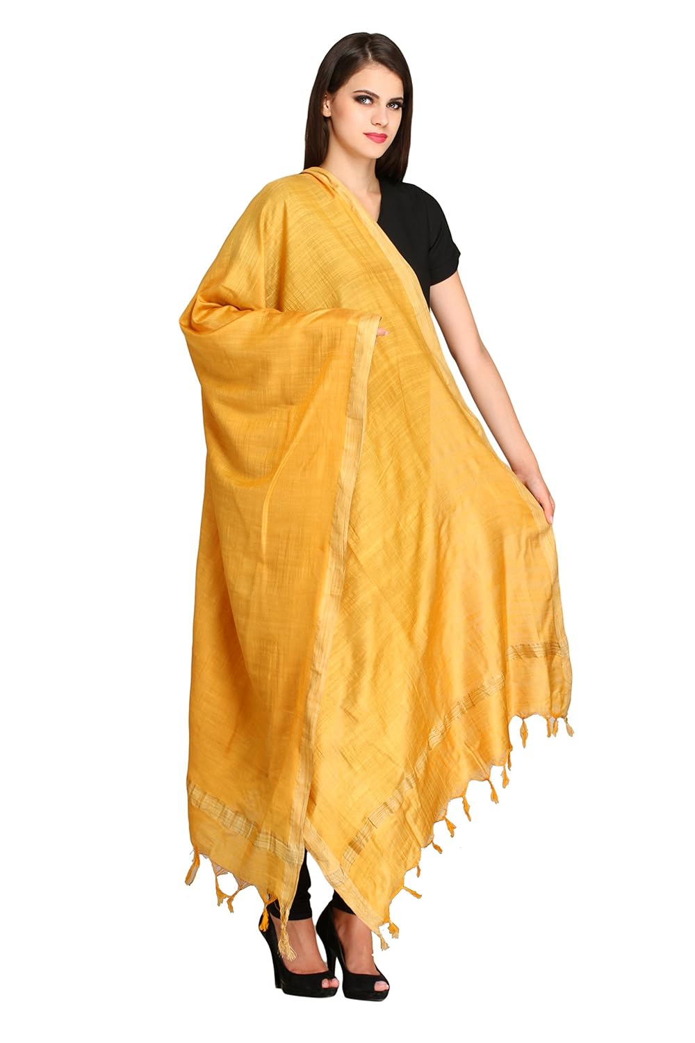 aksara mustard solid dupatta