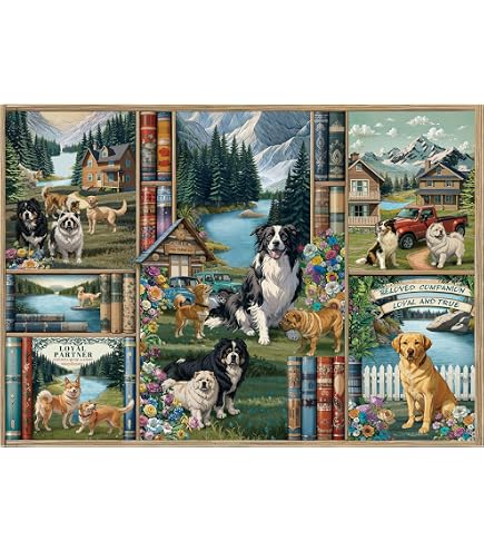 Dog Collage 1000 Piece Jigsaw Puzzle For Adults - Colorful Pet Portrait Challenging Puzzle (27.5x19.6 Inches)