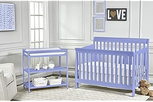 Suite Bebe Riley 4 in 1 Convertible Crib, Lilac Finish