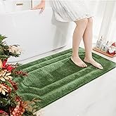 BEQHAUSE-Non-Slip-Bathroom-Rugs-Soft-Absorbent-Bath Mats for Bathroom Polyester Bath Mat Machine Washable Quick Dry Shaggy Shower Mat for Bathrooms, Bathtub and Sink,24"x48",Green