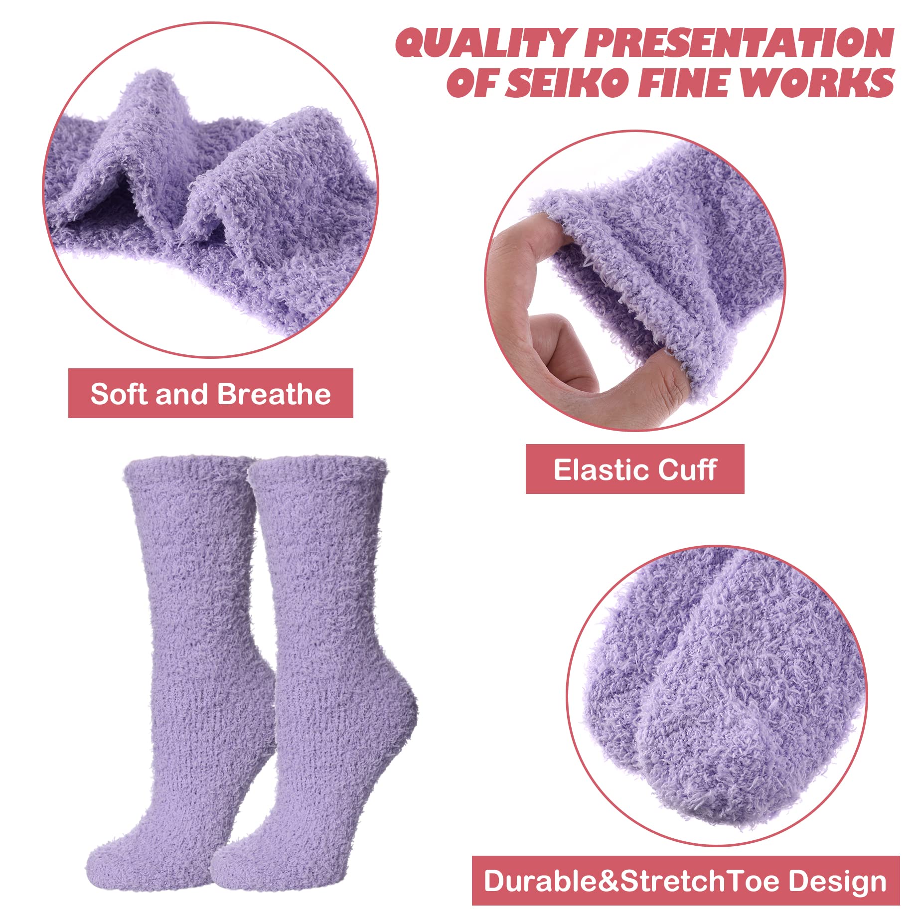 LINEMIN Womens Fuzzy Socks Cozy Fluffy Winter Warm Slipper Socks Microfiber Soft Home Sleeping Socks