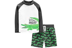Simple Joys by Carter's Toddlers and Baby Boys' Swimsuit Trunk and Rashguard Set