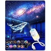 Afootry 2-in-1 Galaxy Star Ocean Night Light Projector Plug and Play HD 5D | Starry Sky Holographic Mini Night Light Projector for Bedroom Ceiling Car Decor Gift (13 Films)