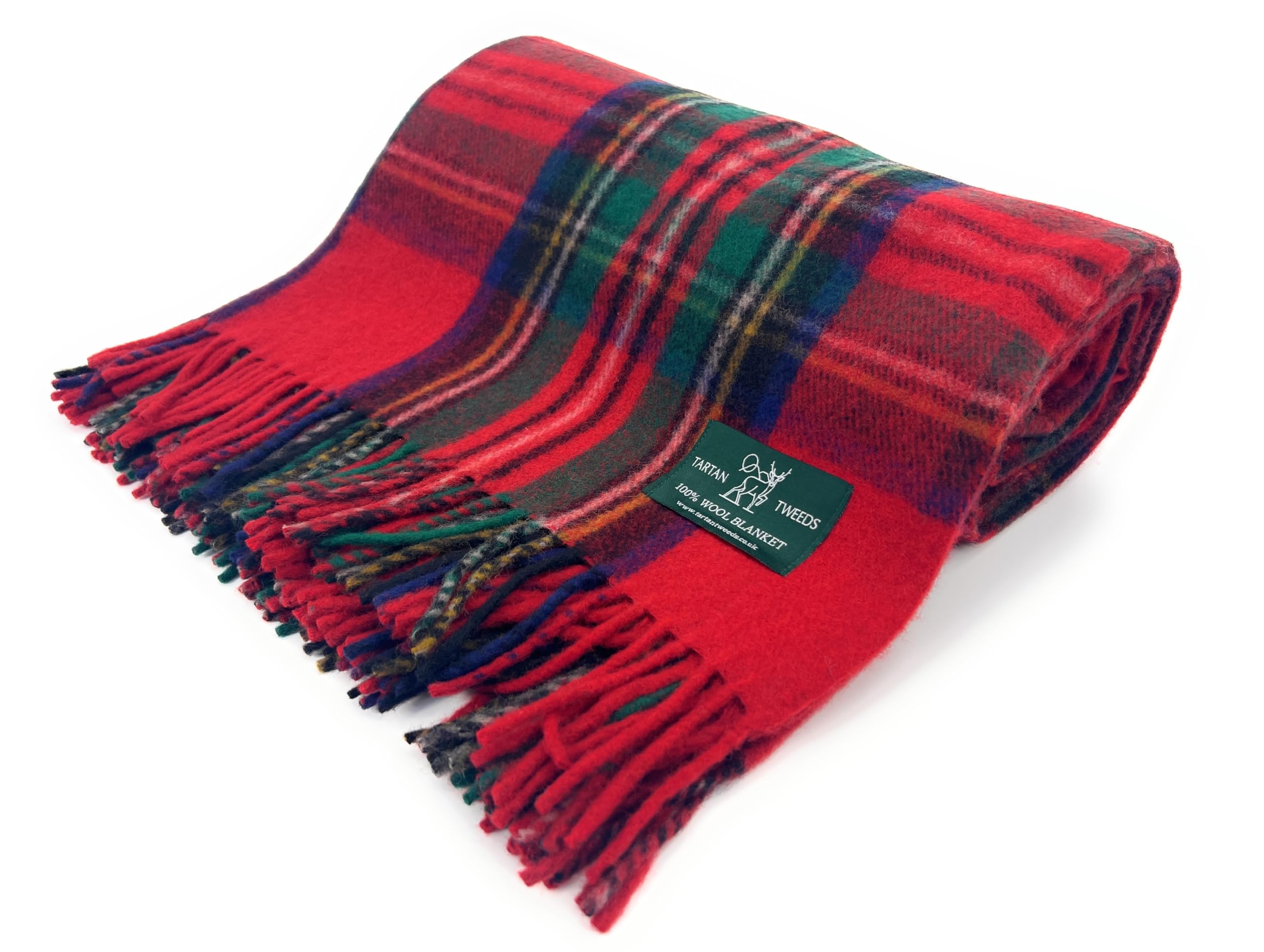 Large Wool Tartan Blanket, Fade Resistant, Bed, Cosy Sofa Throw (Royal Stewart)