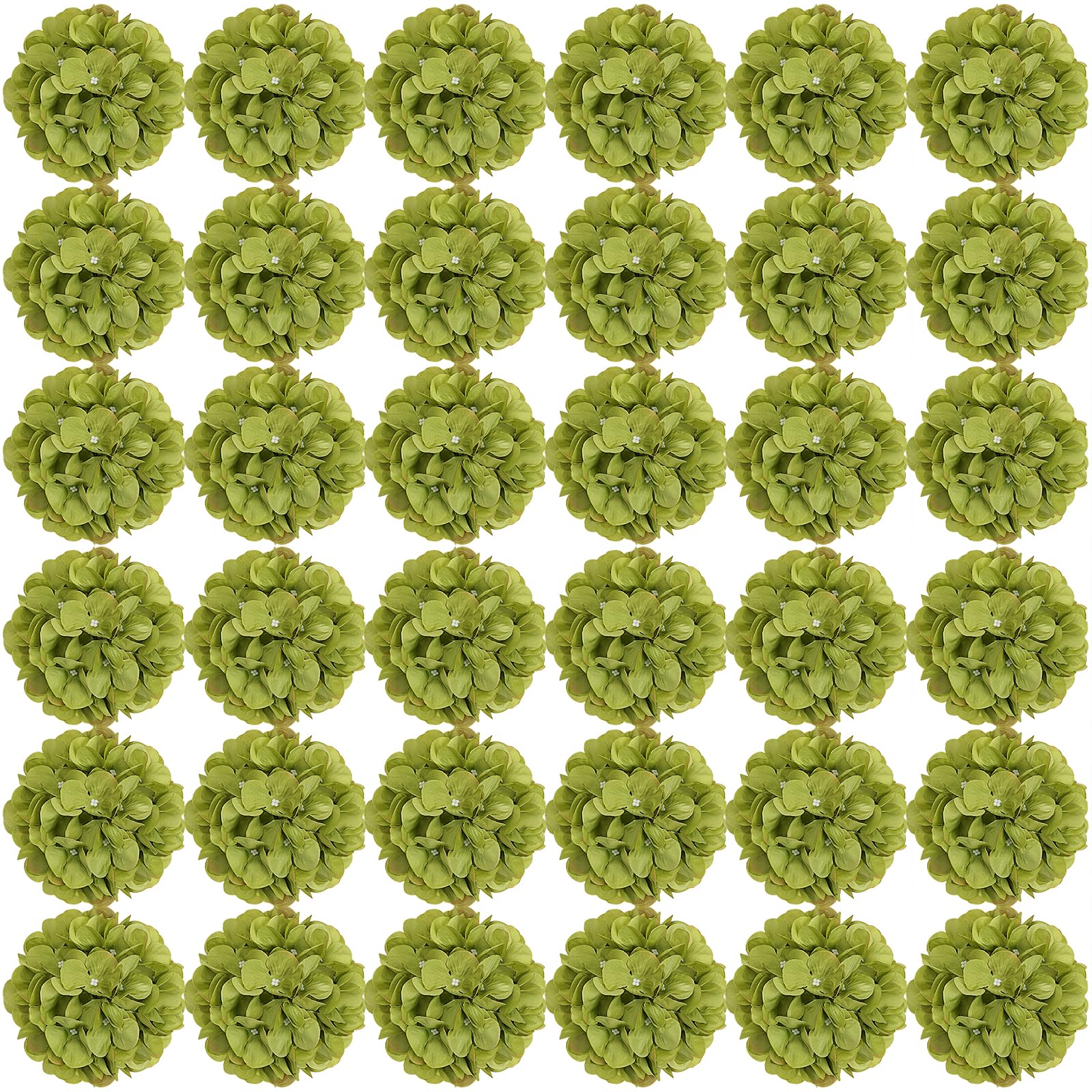 Photo 1 of Nagobi 64 PCS Hydrangea Artificial Flowers - Faux Hydrangeas Full Realistic Silk Flowers Heads with Stems for Wedding Centerpiece Home Garden Baby Shower Party Decoration (Green)
