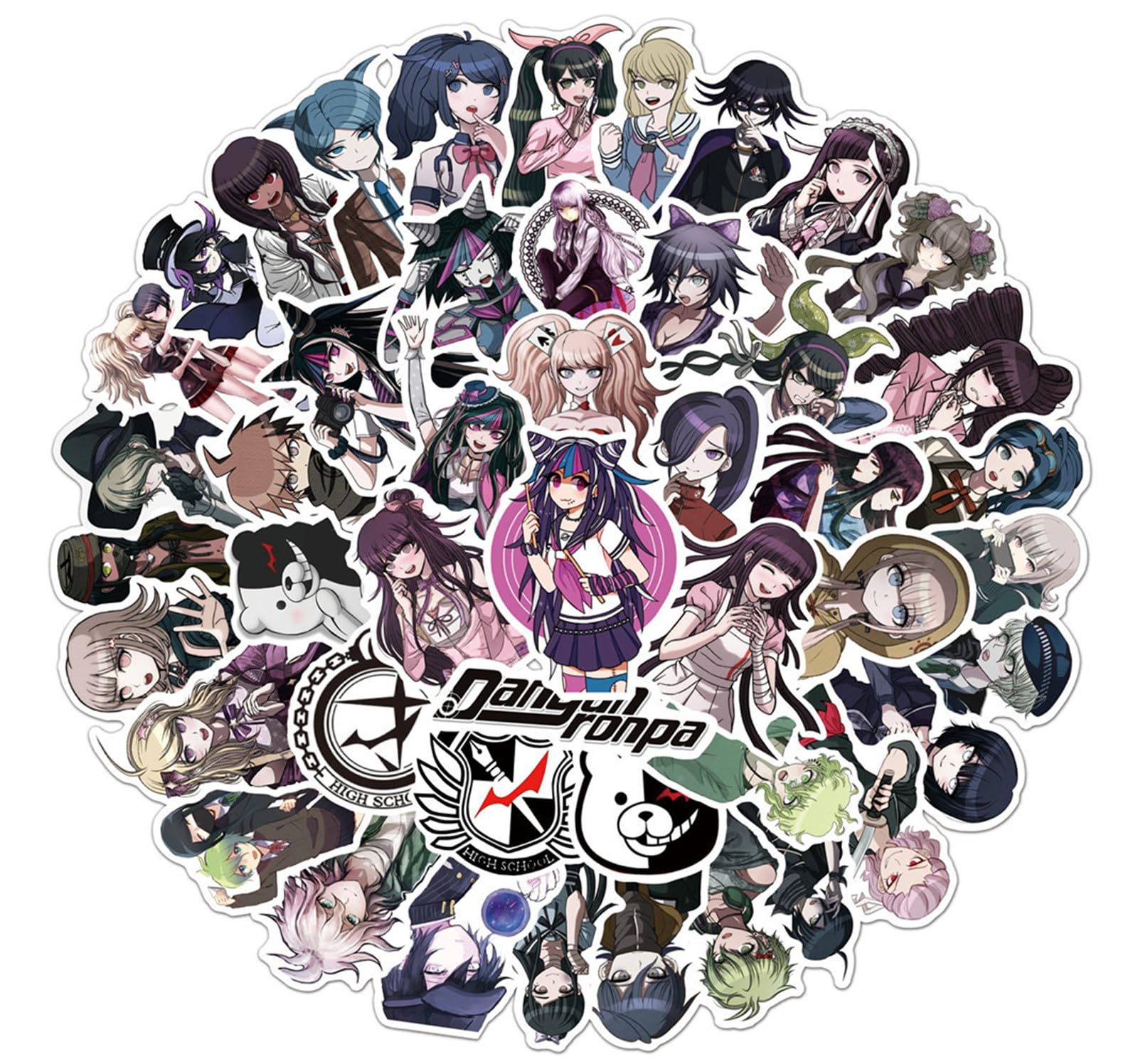 50Pcs Manga Danganronpa Stickers Mixed Pack,Cartoon Characters Stickers Anime Decor Sticker for Kids Teens Adults Waterproof Sticker for Water Bottle Laptop (Dw)