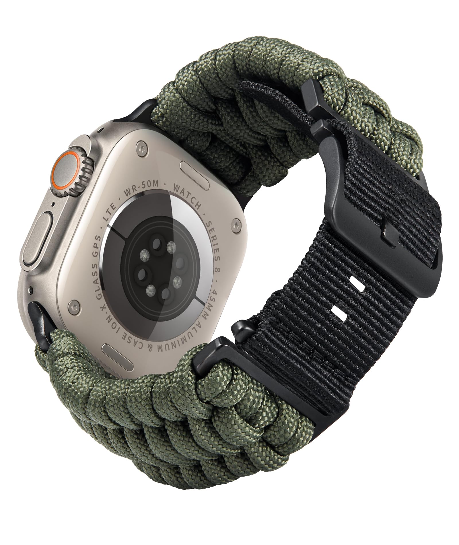 BINLUN Compatible with Apple Watch Strap 49mm 46mm 45mm 44mm 42mm, Military Braided Paracord Nylon Replacement Sport Band Fit for iWatch Ultra3 Ultra2 Ultra SE3 Series 11/10/9/8/7/SE2/SE/6/5/4/3/2/1
