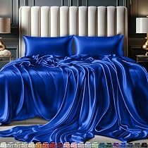 Amazon.com: DECOLURE Satin Bed Sheets - 4 Piece Luxury Silky Full ...