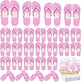 Unittype 24 Pairs Flip Flops Bulk for Wedding Guest Slippers Wedding Flip Flops with Cards Bags for Pool Beach Party