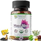 Bodymune Organic MoodBliss | Supports a Calm, Relaxed & Positive Mood* | with Ashwagandha, St. John's Wort & Lemon Balm | USDA Organic, USA-Made, Non-GMO, Gluten-Free - 60 cts.