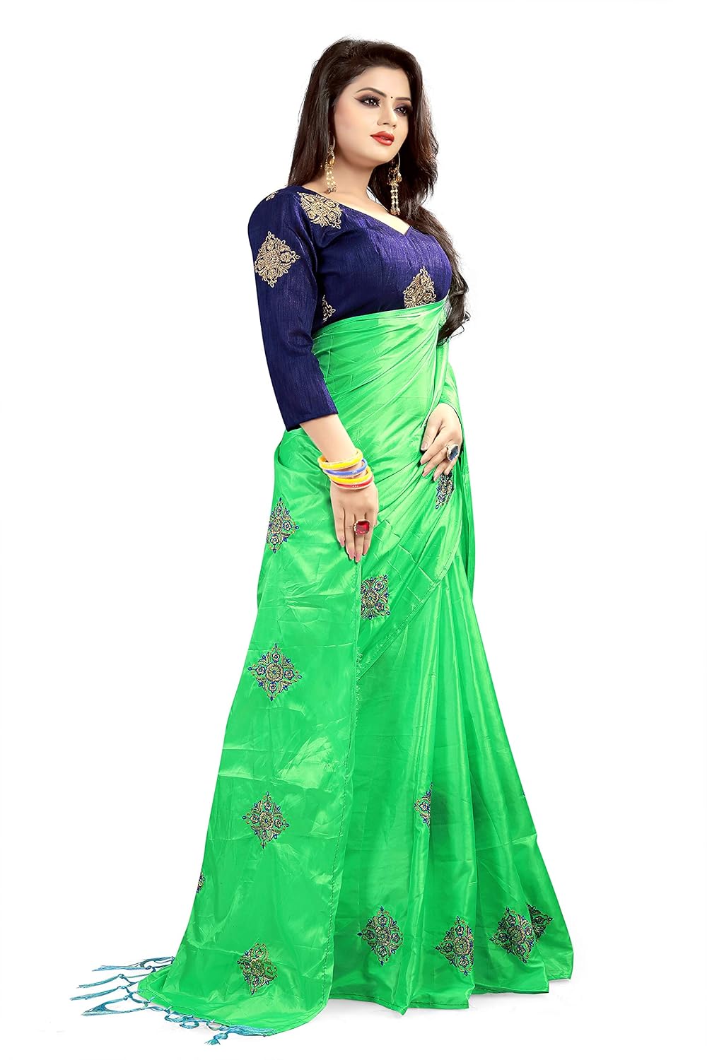 izonme women's paper silk saree with blouse piece