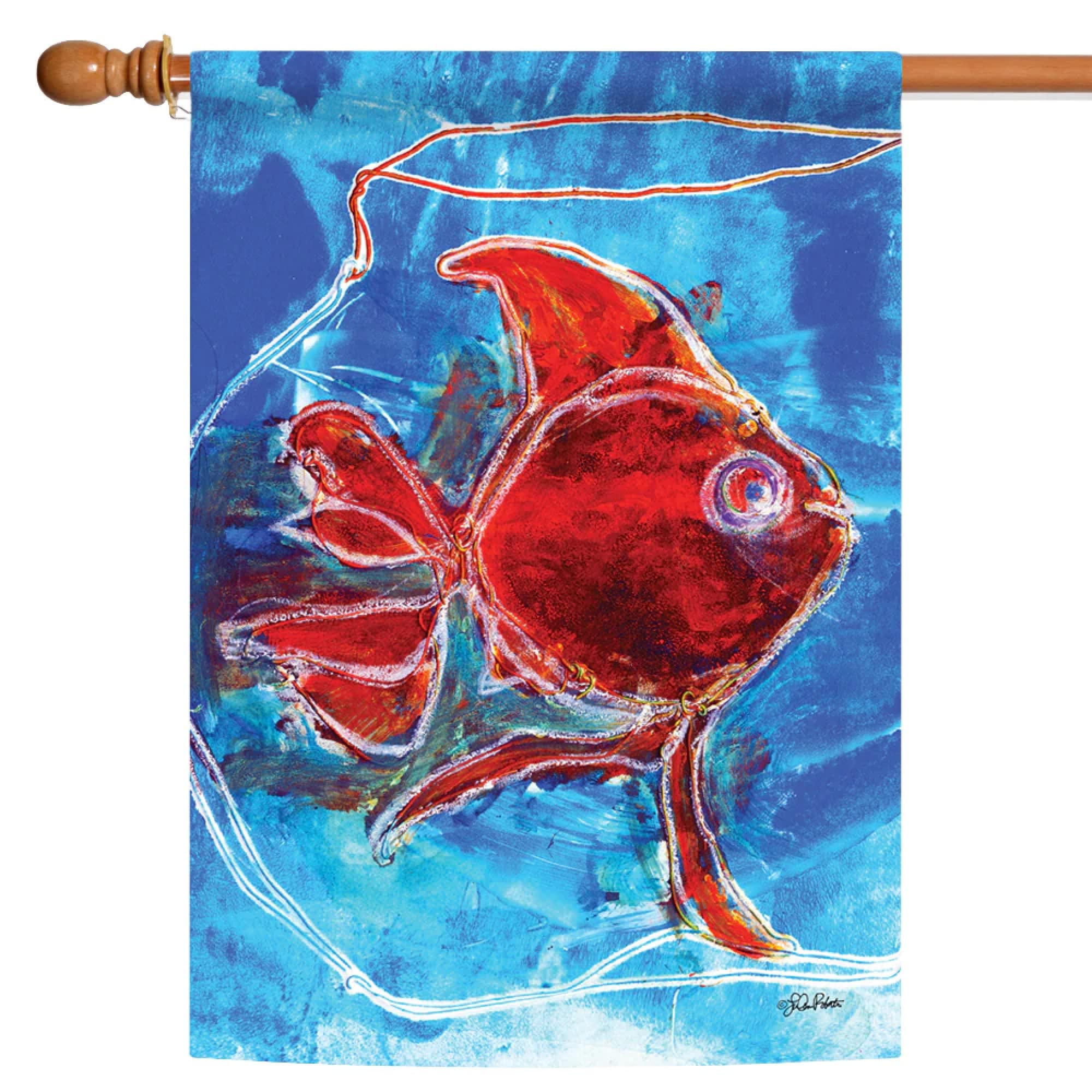 Toland Home Garden Watercolor Red Goldfish 28 x 40-Inch Decorative USA-Produced House Flag