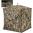 TIDEWE Hunting Blind 270°See Through with Silent Magnetic Door & Sliding Windows, 2-3 Person Pop Up Ground Blind with Carrying Bag, 300D Portable Resilient Hunting Tent for Deer Hunting