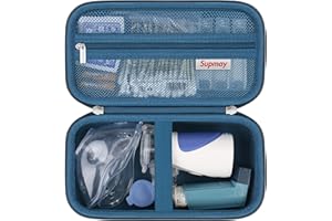 Supmay Hard Case for Portable Nebulizer Handheld Mesh Inhaler Spacer Nebulizers Machine for Adults & Kids Travel Household Use, Protective Holder Bag with Mesh Pocket for USB Cable, Battery, Blue