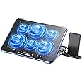 ICE COOREL Laptop Cooling Pad with 6 Cooling Fan, Laptop Cooler Fan with No Lights, Cooling pad for Laptop 15-17 Inches, Notebook Cooler Stand with 9 Height Adjustable, Cooler Pad for Lap or Desk Use