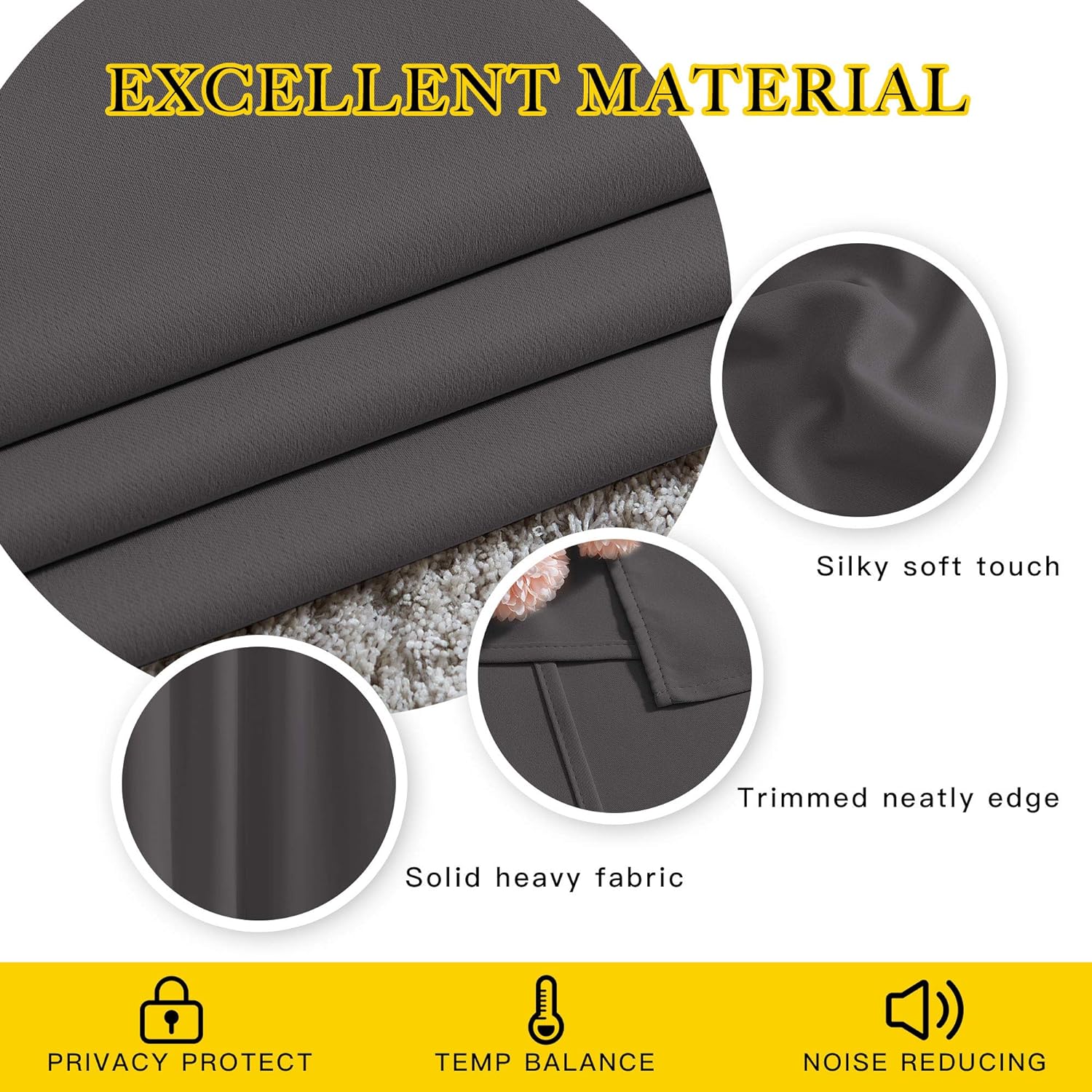 NICETOWN Blackout Curtains Panels for Bedroom - Window Treatment Thermal Insulated Solid Grommet Blackout Drapes for Living Room (Set of 2 Panels, 52 by 45 Inch, Grey): Home & Kitchen