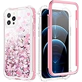 Caka for iPhone 12 Pro Max Case Glitter for Women Girls Full Body Bling Liquid Sparkle Fashion Flowing Quicksand Bumper Clear Protective Case for iPhone 12 Pro Max (6.7 inches, 2020) (Rose Gold)