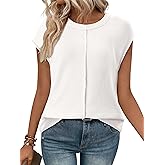 Magritta Summer Sweaters for Women Lightweight Cap Sleeve Tops Dressy Loose Fit Shirts Crew Neck Crochet Outfits