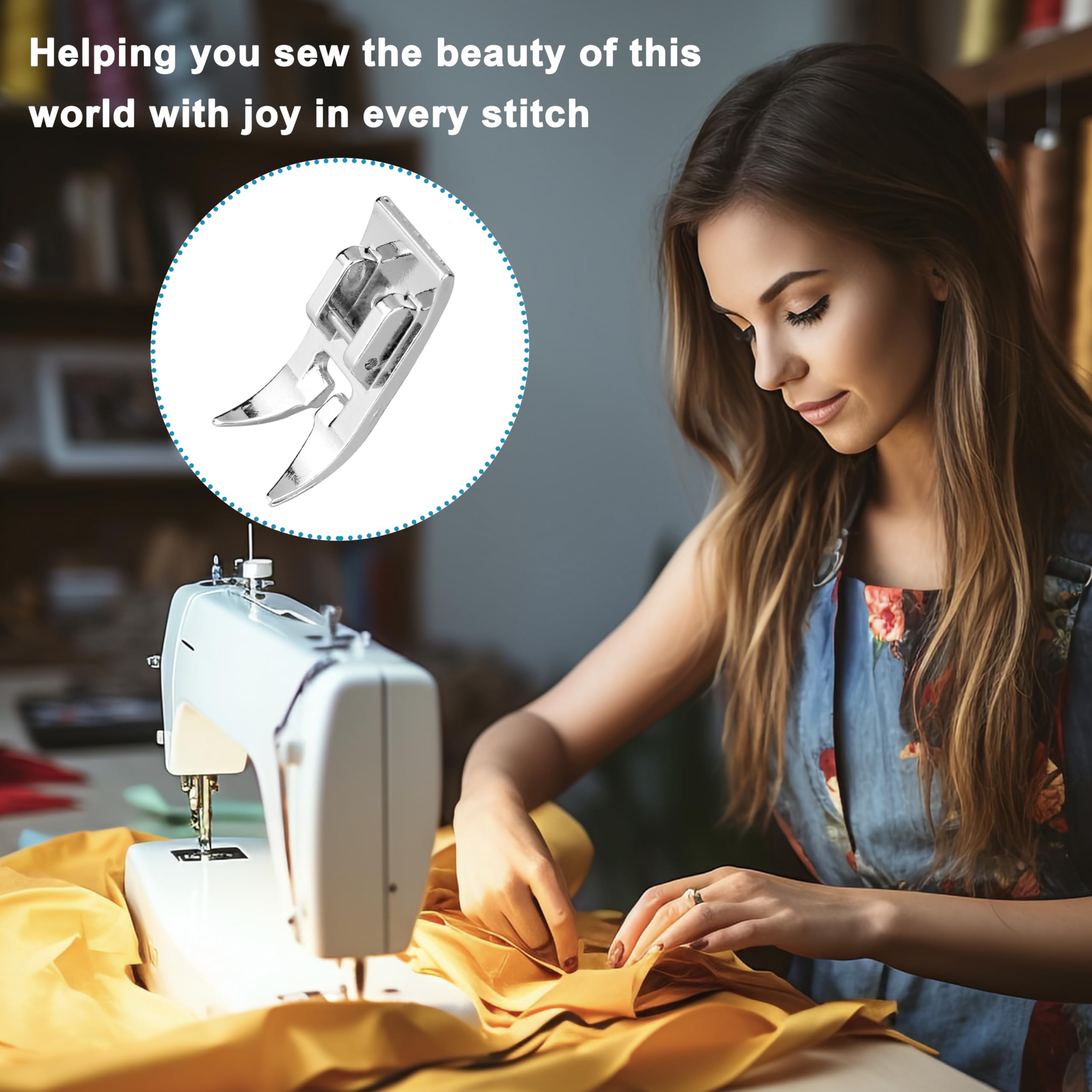 4pcs ATQYZLM Zig Zag, Premium Stainless Steel Sewing Machine Foot, Straight Stitch Presser Foot Universal Purpose Snap On Foot for Singer, Brother, Janome, Toyota, Etc Domestic Sewing Machines