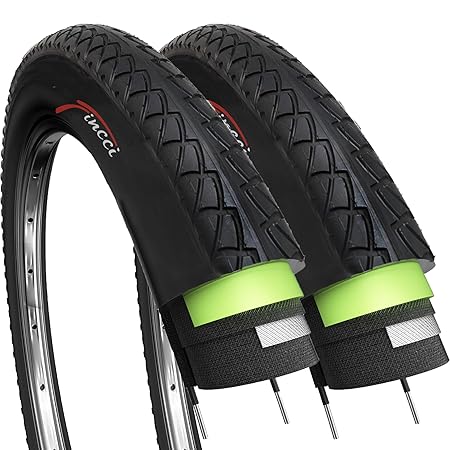 Fincci Paar 26 x 1,95 Zoll 53-559 Slick Reifen mit 2,5 mm Pannenschutz für Cityräder Rennräder Mountain MTB Hybrid Fahrrad (2